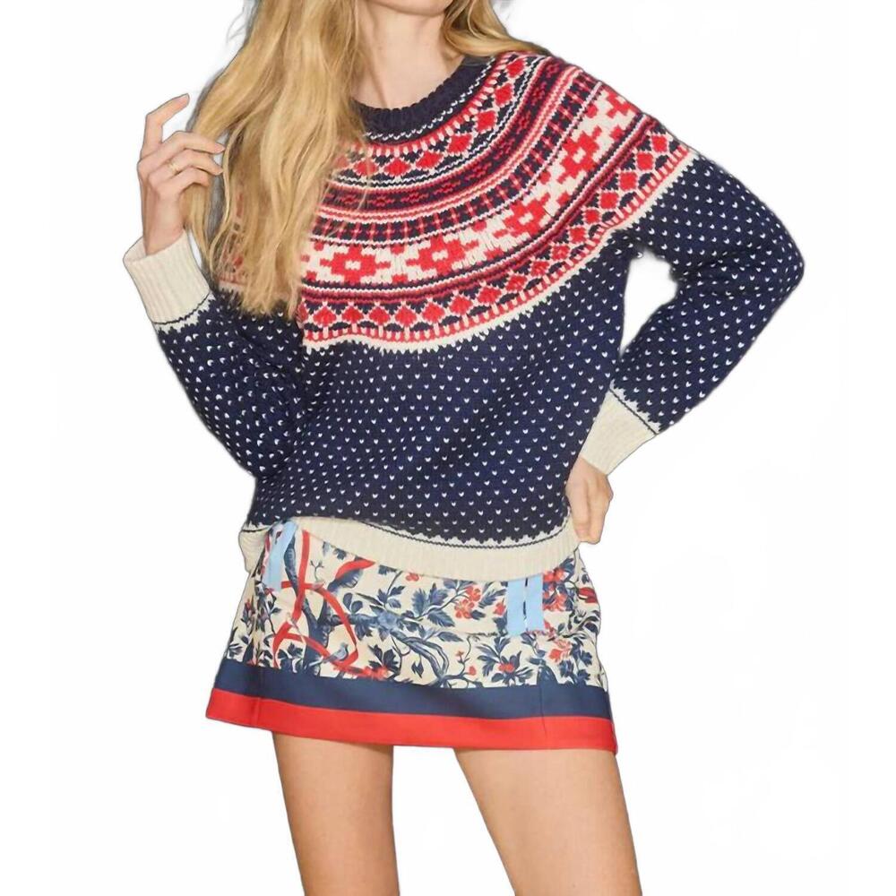 NEW HUNTER BELL josie classic knit sweater in st. moritz fairisle